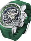 FEICE FM511 GREEN Men's Automatic Skeleton Watch, Luxury Sapphire Crystal Glass Blue Dial Luminous Hands, 5ATM Waterproof Sport Wristwatch with Silicone Strap for Men, Casual Mechanical Watches For Men.